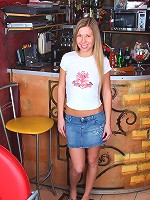 Playing with soaked muff at a bar