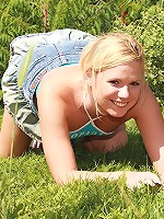 Horny outdoor garden masturbation