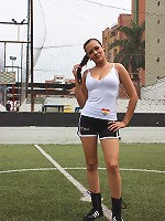Sporty teenager undresses outside