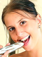 Natural shy girl toying her slit