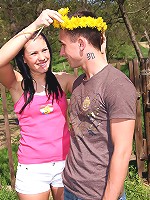 Cute teenie gets fucked in nature