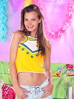 Sweet teenie girl stripping naked