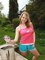 Busty teen toying her tight pussy