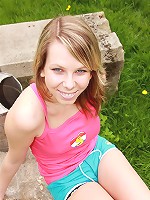 Busty teen toying her tight pussy