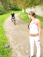 Brunette teenie tasting a cumload