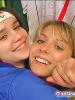 Cute teens toying for first time