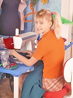 Cute pigtailed teeny masturbates