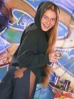 Teenie girl stripping in an alley