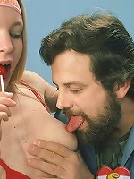 Bearded guy loves to please teen