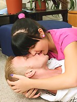 Beautiful brunette riding a cock