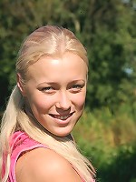 Horny blonde teenager masturbates