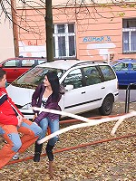 Guy ejaculating on her bare back