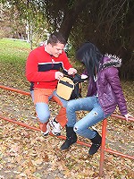 Guy ejaculating on her bare back