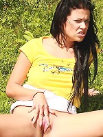 Brunette loves sitting on a dildo