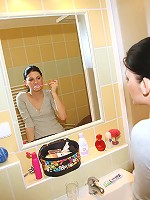 Teen chick railed in the bathroom