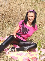 Sweetie inserting a rubber pecker