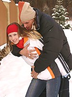 Horny teenage cumshot in the snow