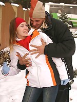 Horny teenage cumshot in the snow