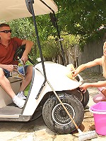 Sexy willing golf cleaner banged