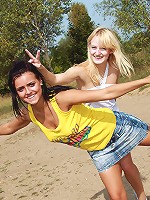 Two lesbian girlfriends and a toy