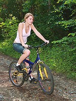Cycling girl fucked in the woods
