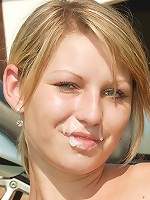 Teen blonde receives cum mustache