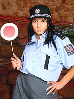 Brunette police girl boned rough