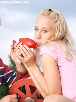 Blonde schoolgirl fucked outdoors