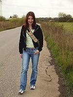 Petite teen brunette toying pussy