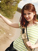 Petite teen brunette toying pussy