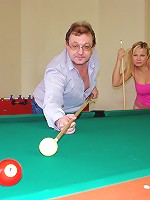 Teen blonde screwing pool player