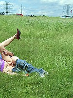 Old guy screwing in an open field