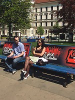 Old senior fucks chick in public