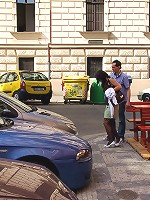 Old senior fucks chick in public