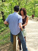 Old senior fucks chick in public