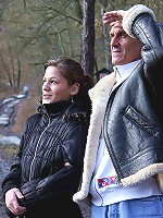 Horny couple shagging in a forest