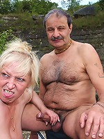 Horny senior hitchhiker screwing