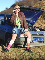 Hot girl with car trouble banged