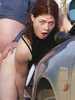 Senior pounds biker girl outdoor