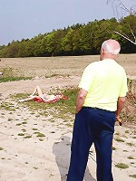 Grandpa stalking a teenie blonde