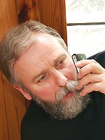 Busty teen helping an old senior