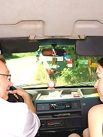 Busty girl fucked rough in a van