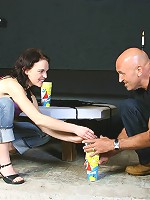 Teen prepares party with a senior