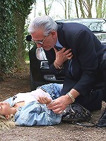 Senior stuffing a teenage blonde