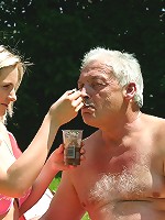 Teenage babe fucked by senior man