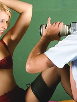 Lingerie babe fucked by older man