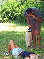 Tired blonde gets drilled asleep