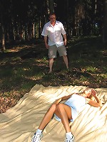 Blonde teen gets a facial asleep