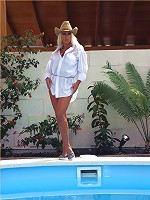 Cowgirl Lana gets wet and horny in the pool