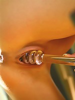 Kelly spreads her kitty lips for the glass cock